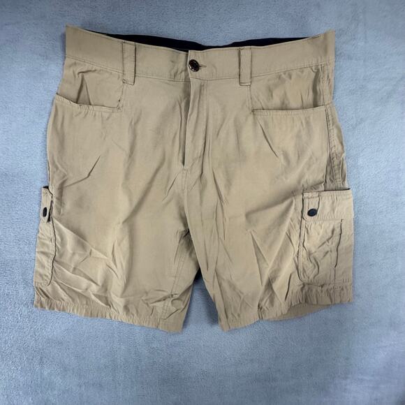 Orvis Shorts Mens 36 Tan Cargo Tech Hiking Outdoors Performance Stretch FLAW - Picture 1 of 15